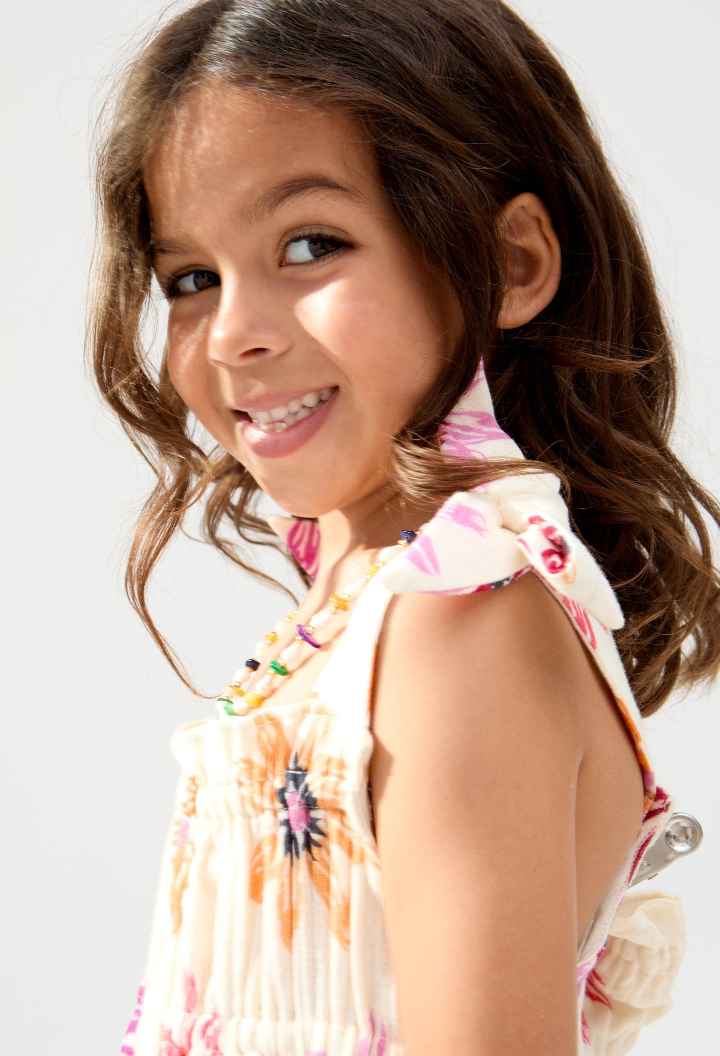 Kids Flora Gathered Hand Drawn Floral Print Dress In Multi - image 5