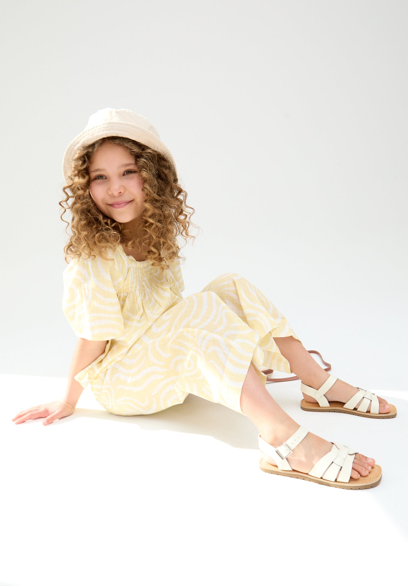 Kids Nia Shirred Neck Zebra Swirl Print Co-Ords Set In Yellow - image 2