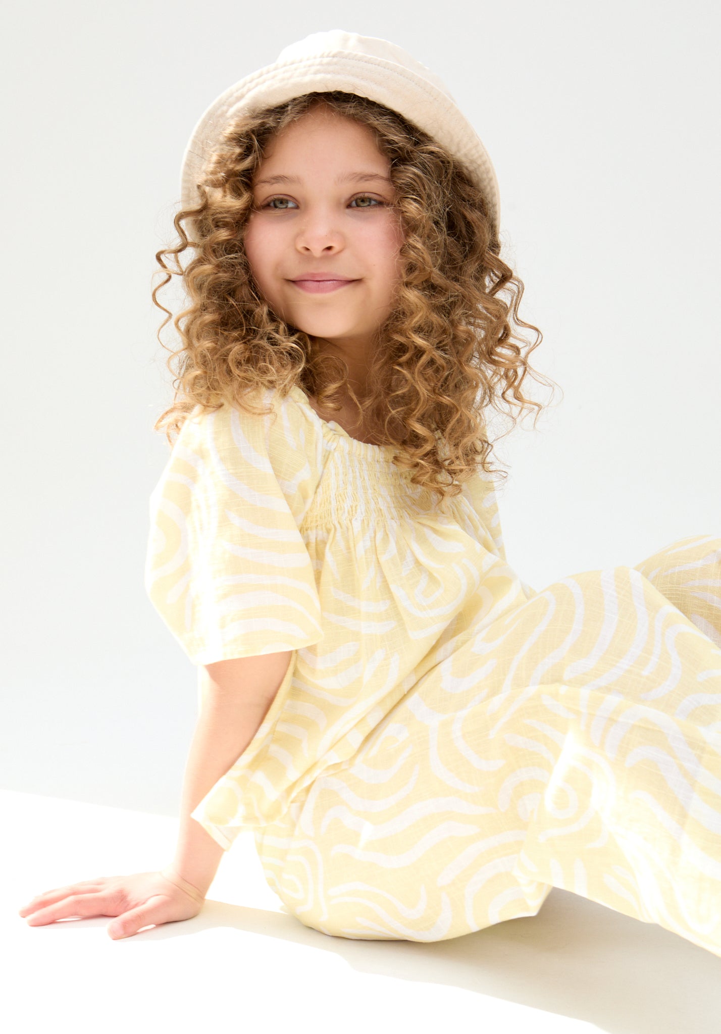 Kids Nia Shirred Neck Zebra Swirl Print Co-Ords Set In Yellow - image 4