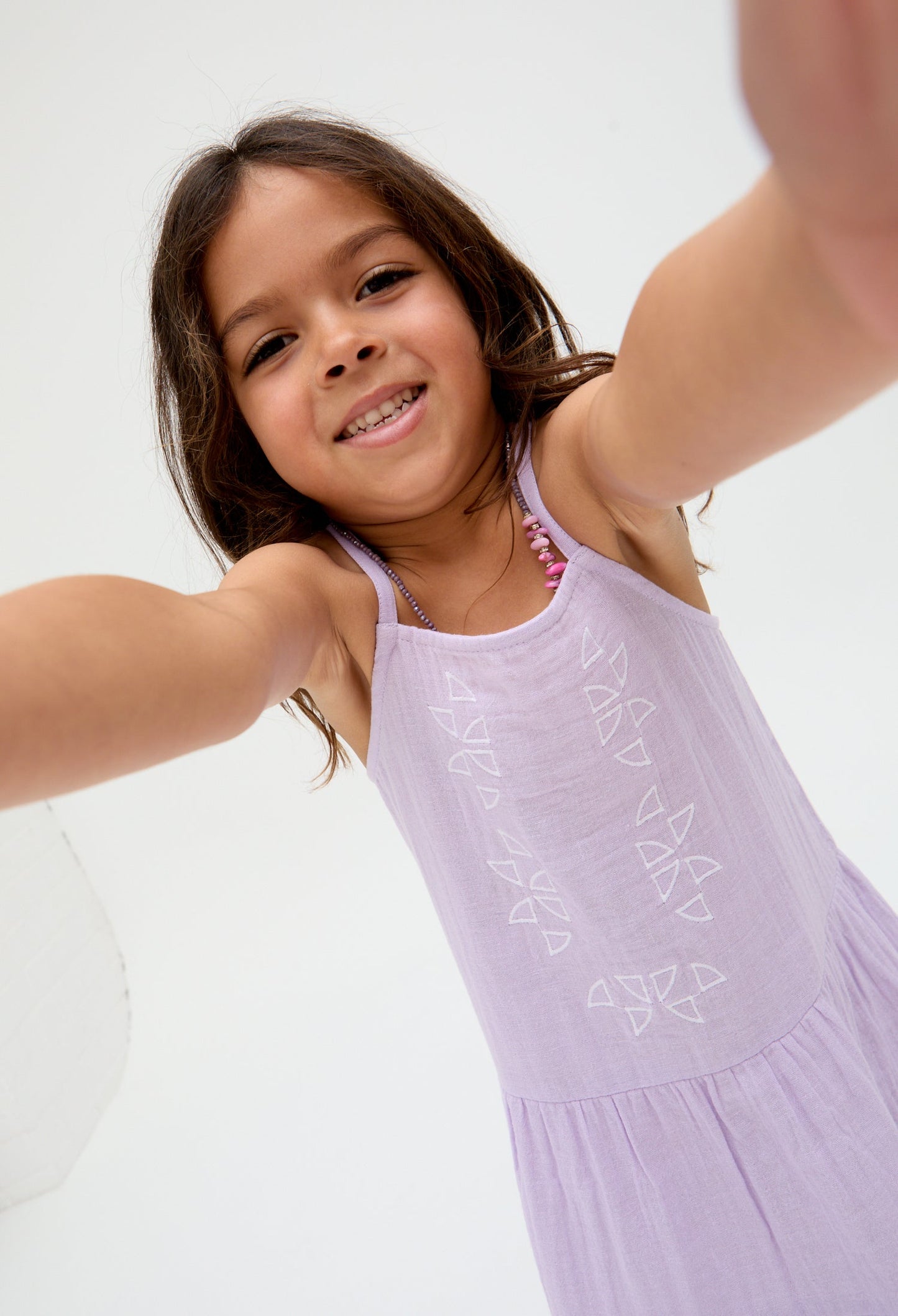 Kids Camilla Tiered Lace Insert cotton Dress In Purple - image 3