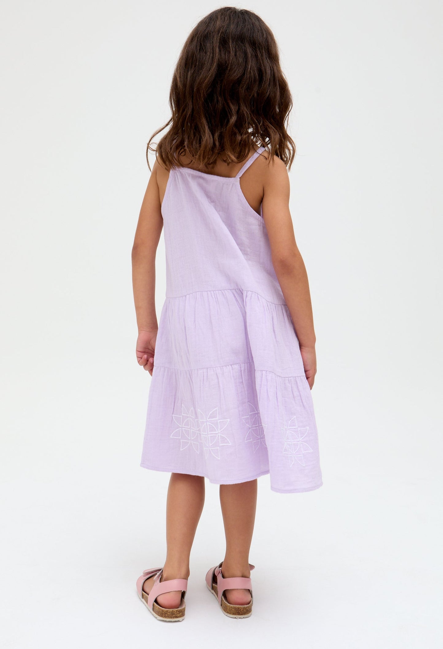 Kids Camilla Tiered Lace Insert cotton Dress In Purple - image 5