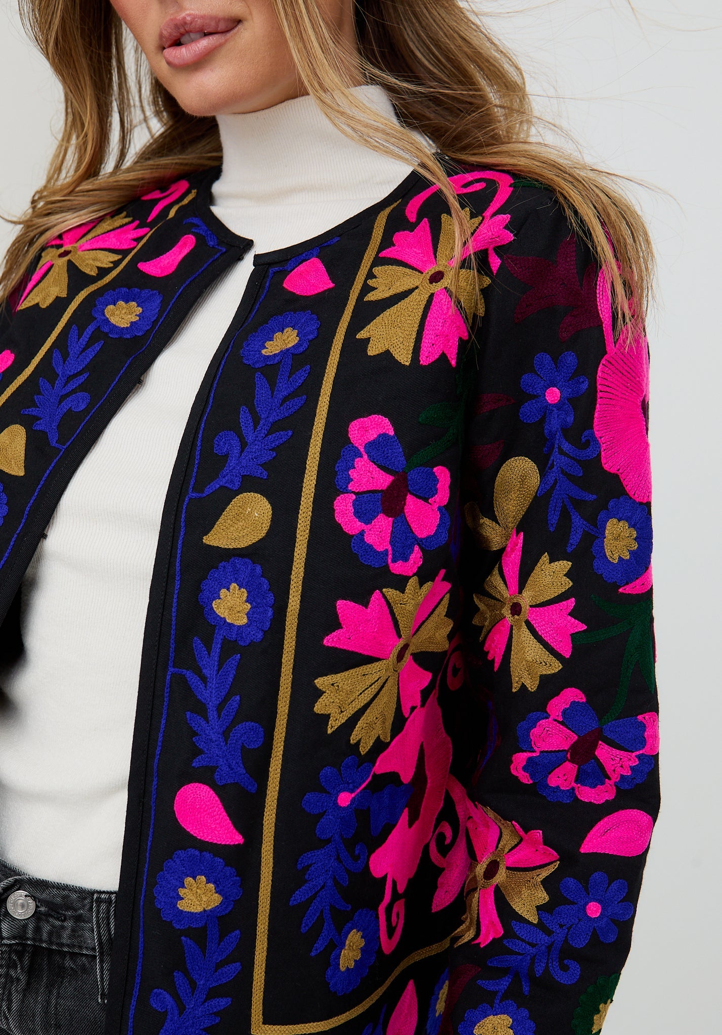 PREORDER Halen Quilted Embroidered Jacket In Black