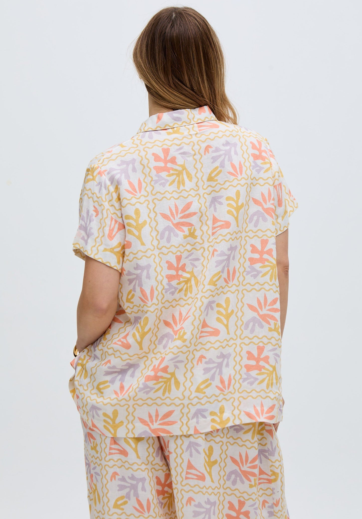 Matisse Button Down Patchwork Floral Print Shirt In Multi