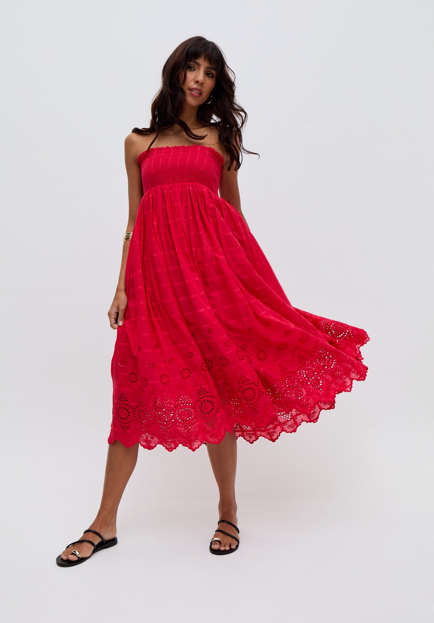 Mirella Spaghetti Strap Embroidered Skirt In Red - image 5
