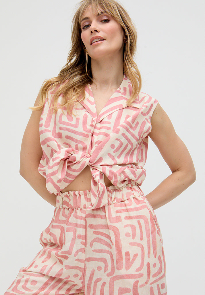 Pop Front Tie Warhol Print Crop Top In Multi - image 4