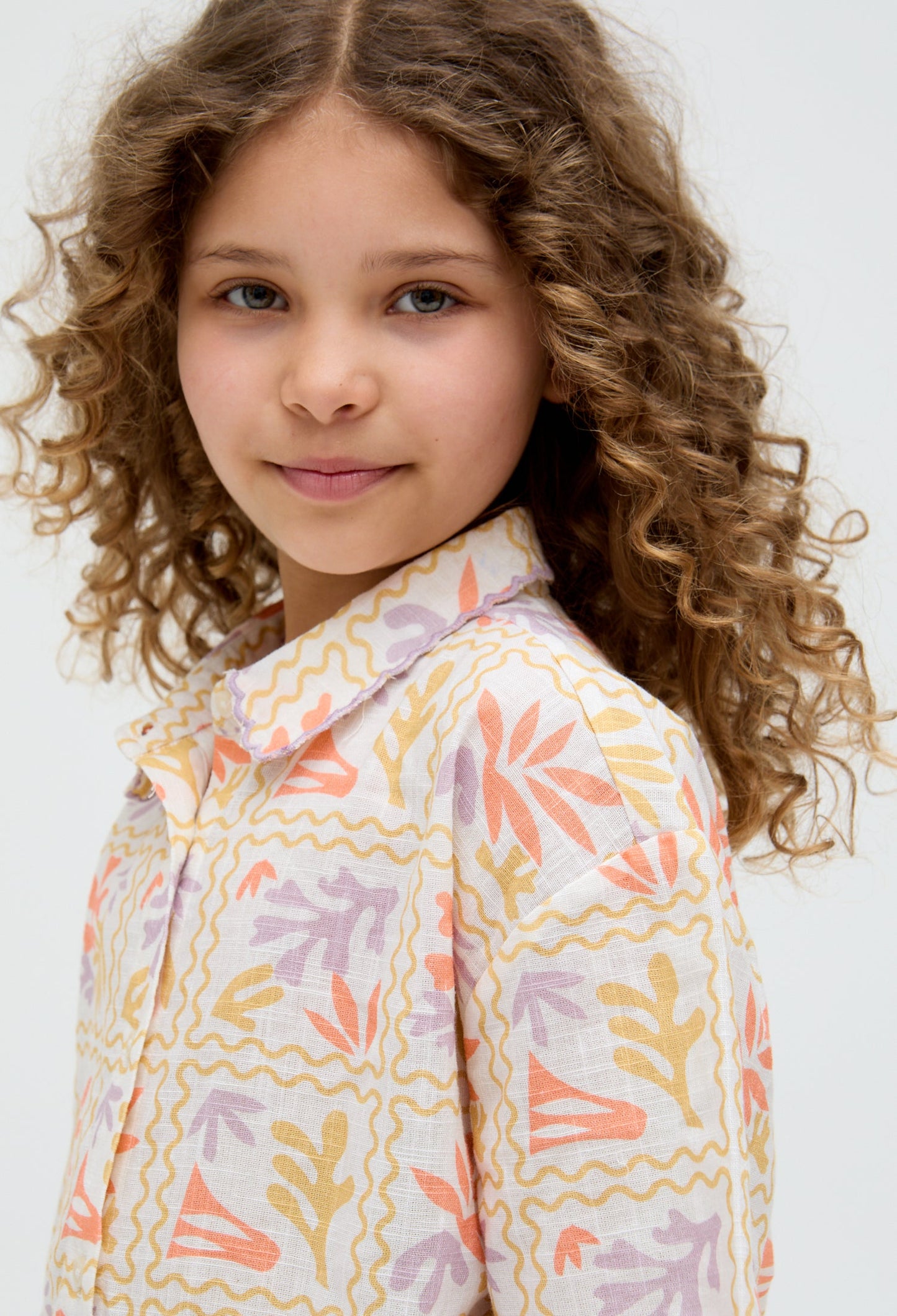 Kids Gilly Scalloped Edge Matisse Print Shirt In Multi - image 3