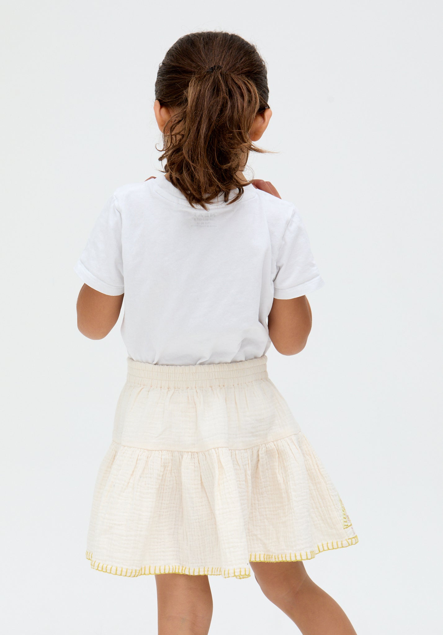 Kids Staranisse Tiered All Over Embroidered cotton Skirt In Cream - image 4