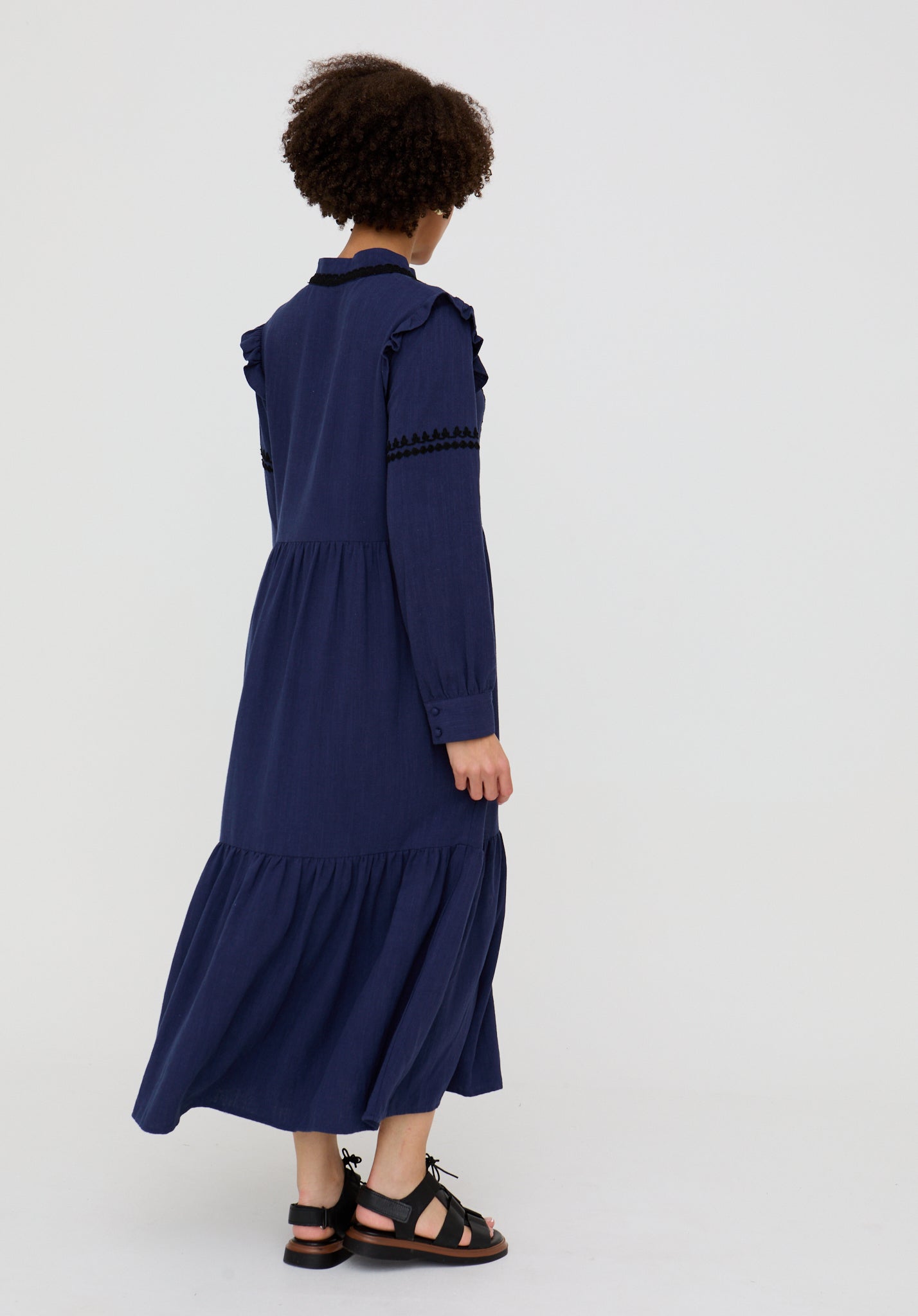 Lulu Embroidered Maxi Dress In Navy