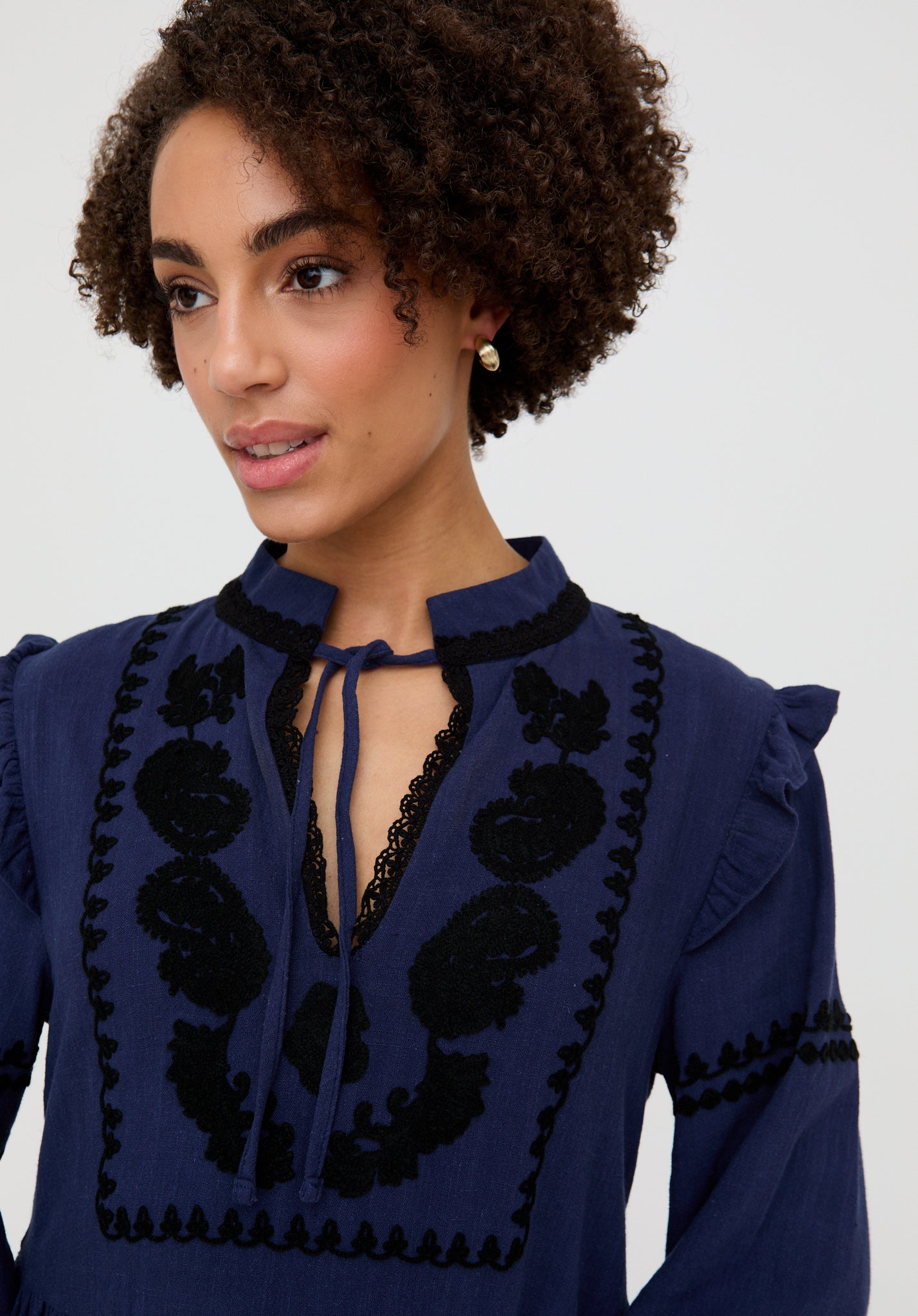 Lulu Embroidered Maxi Dress In Navy