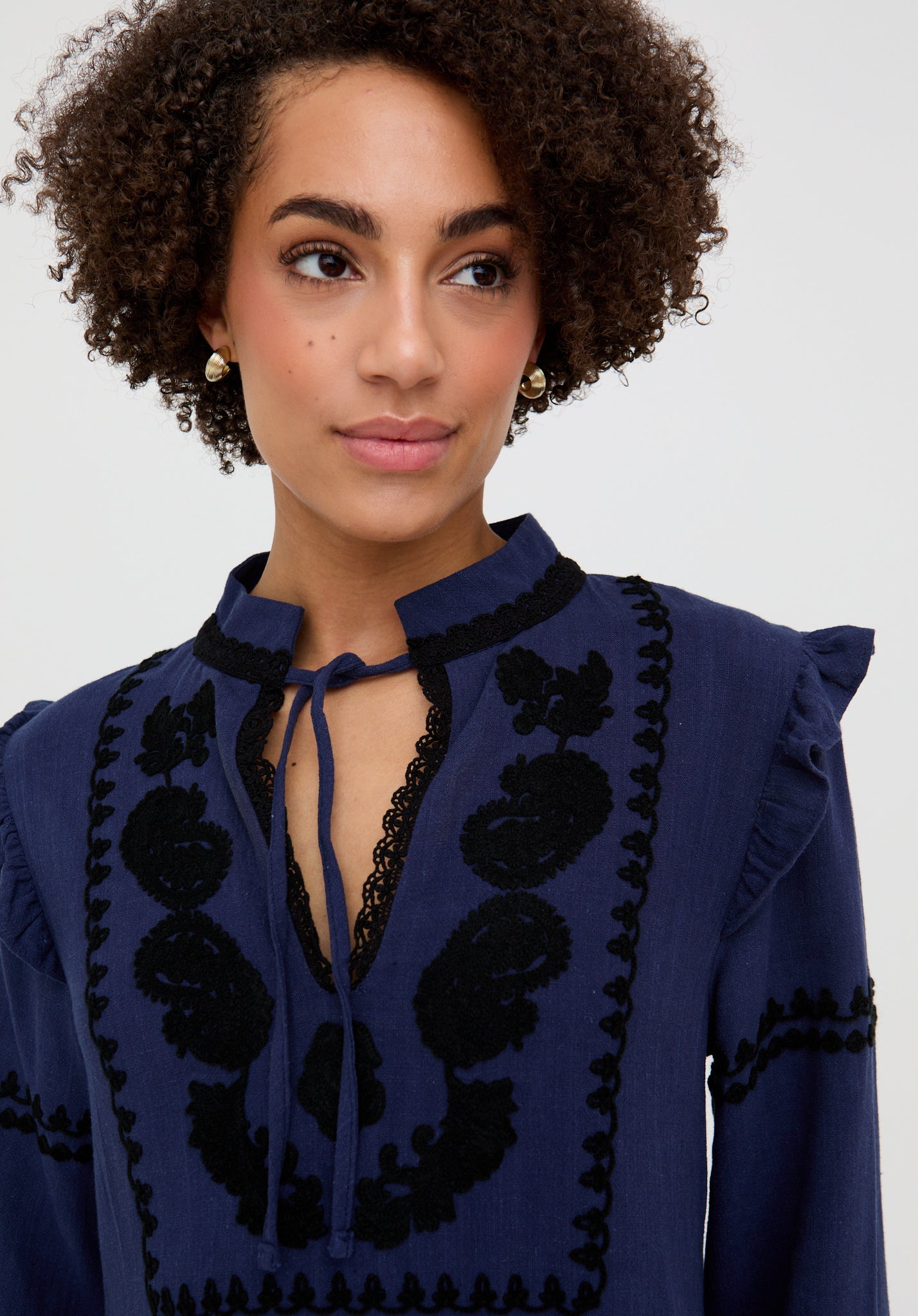 Lulu Embroidered Maxi Dress In Navy