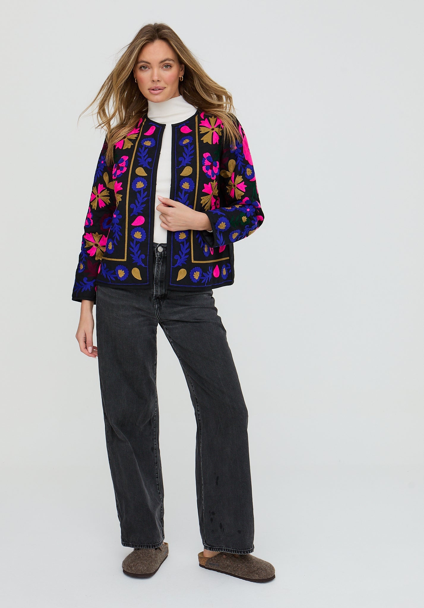 PREORDER Halen Quilted Embroidered Jacket In Black