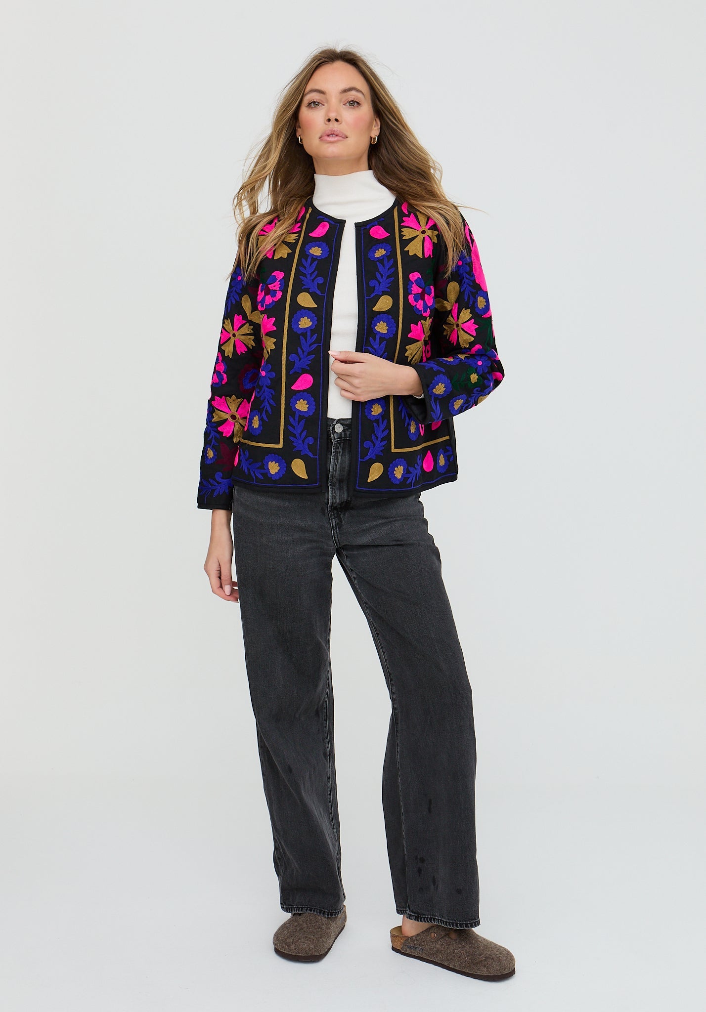 PREORDER Halen Quilted Embroidered Jacket In Black