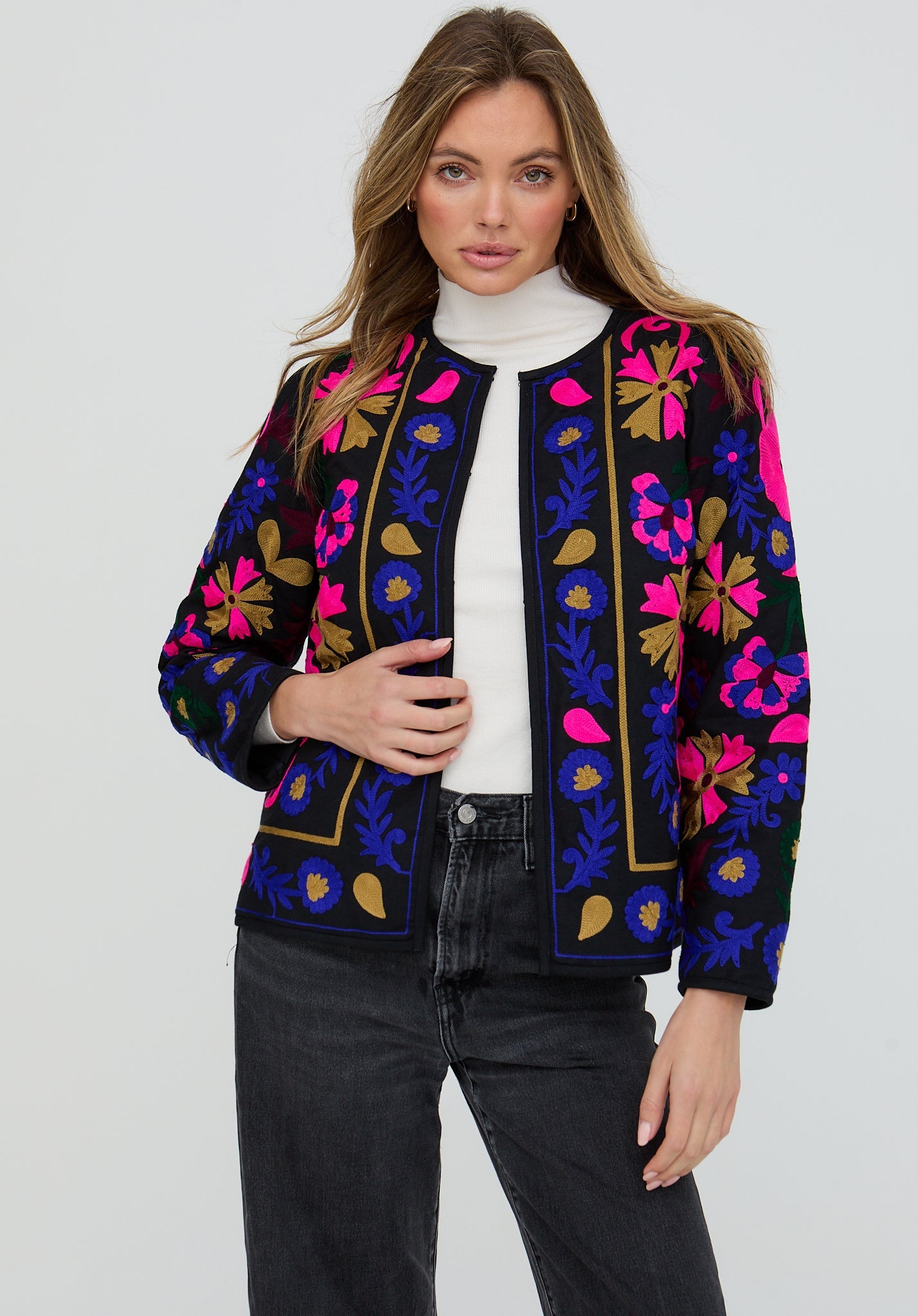 PREORDER Halen Quilted Embroidered Jacket In Black