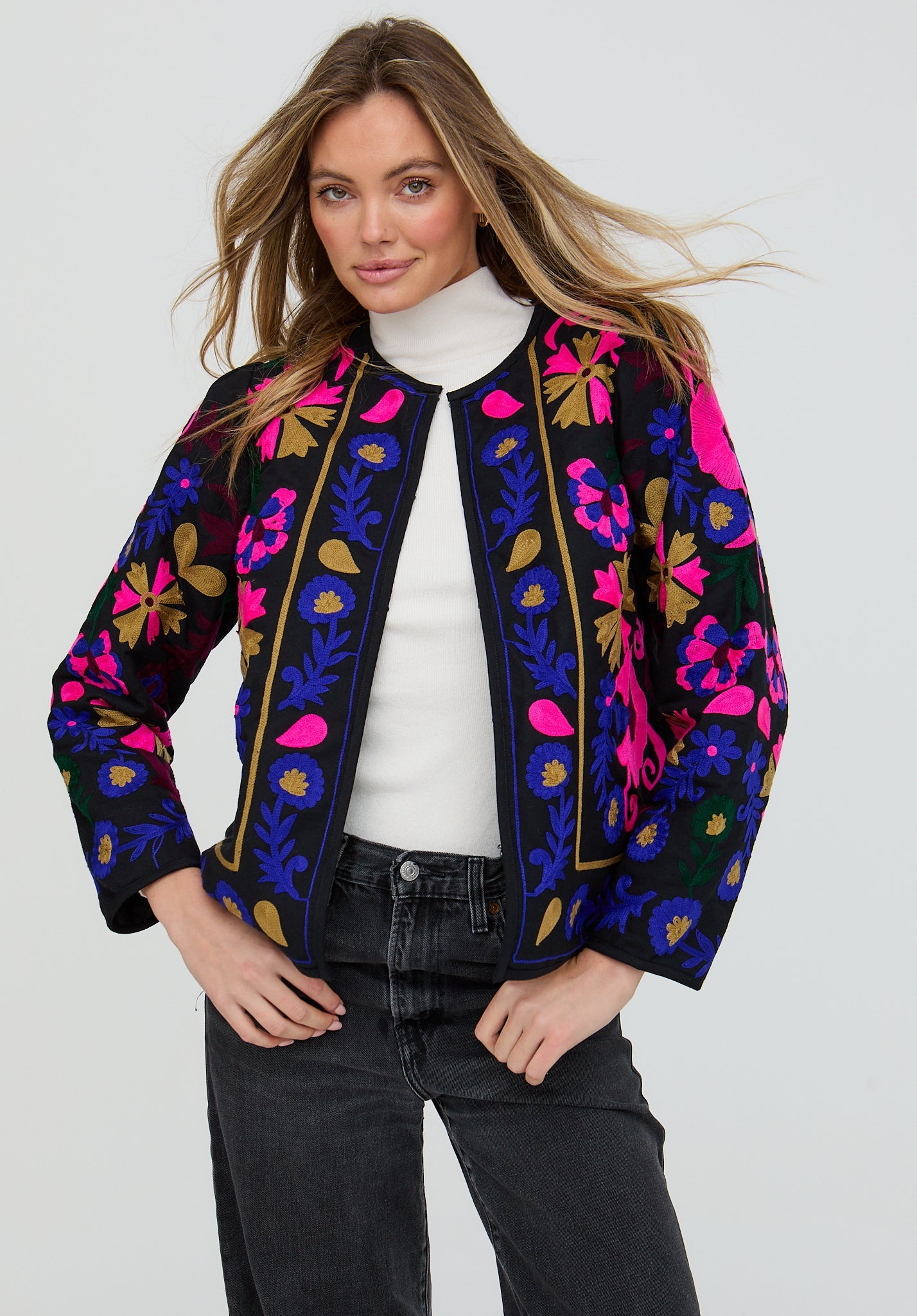 PREORDER Halen Quilted Embroidered Jacket In Black
