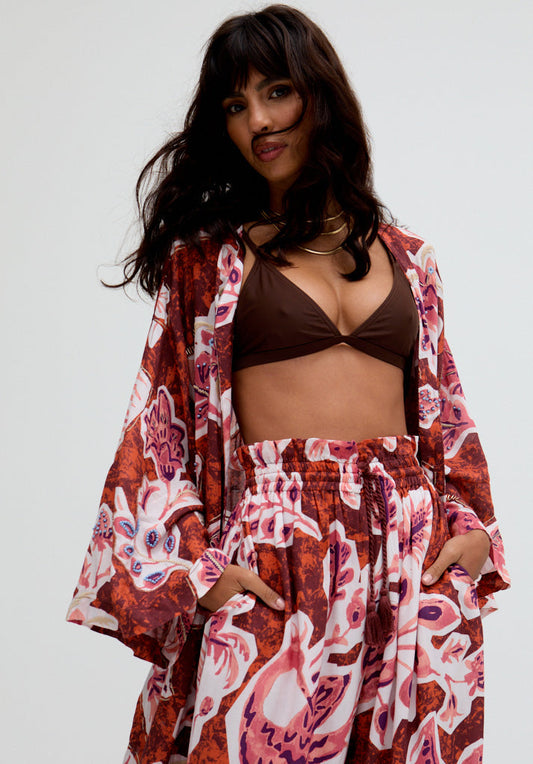 Amelia Edge To Edge Embellished Kimono In Multi