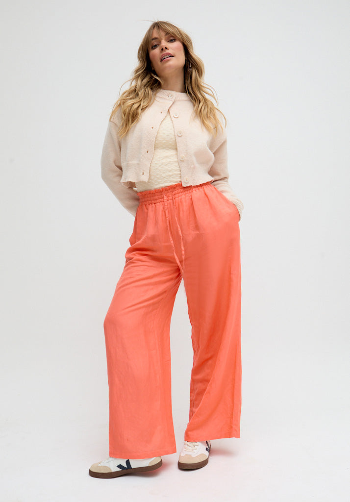 Paulina Wide Leg Trouser In Orange