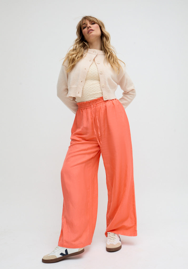 Paulina Wide Leg Trouser In Orange