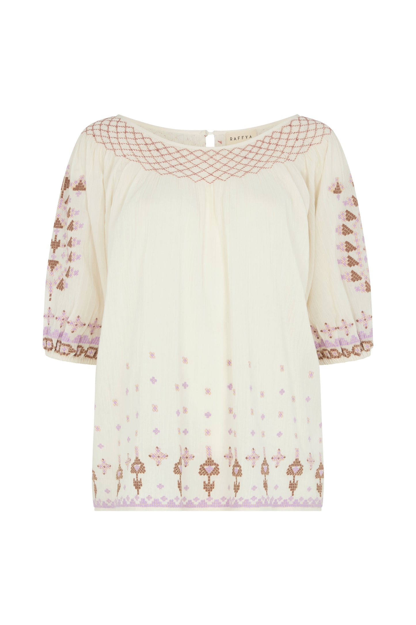 Alba Embroidered Blouse in Cream