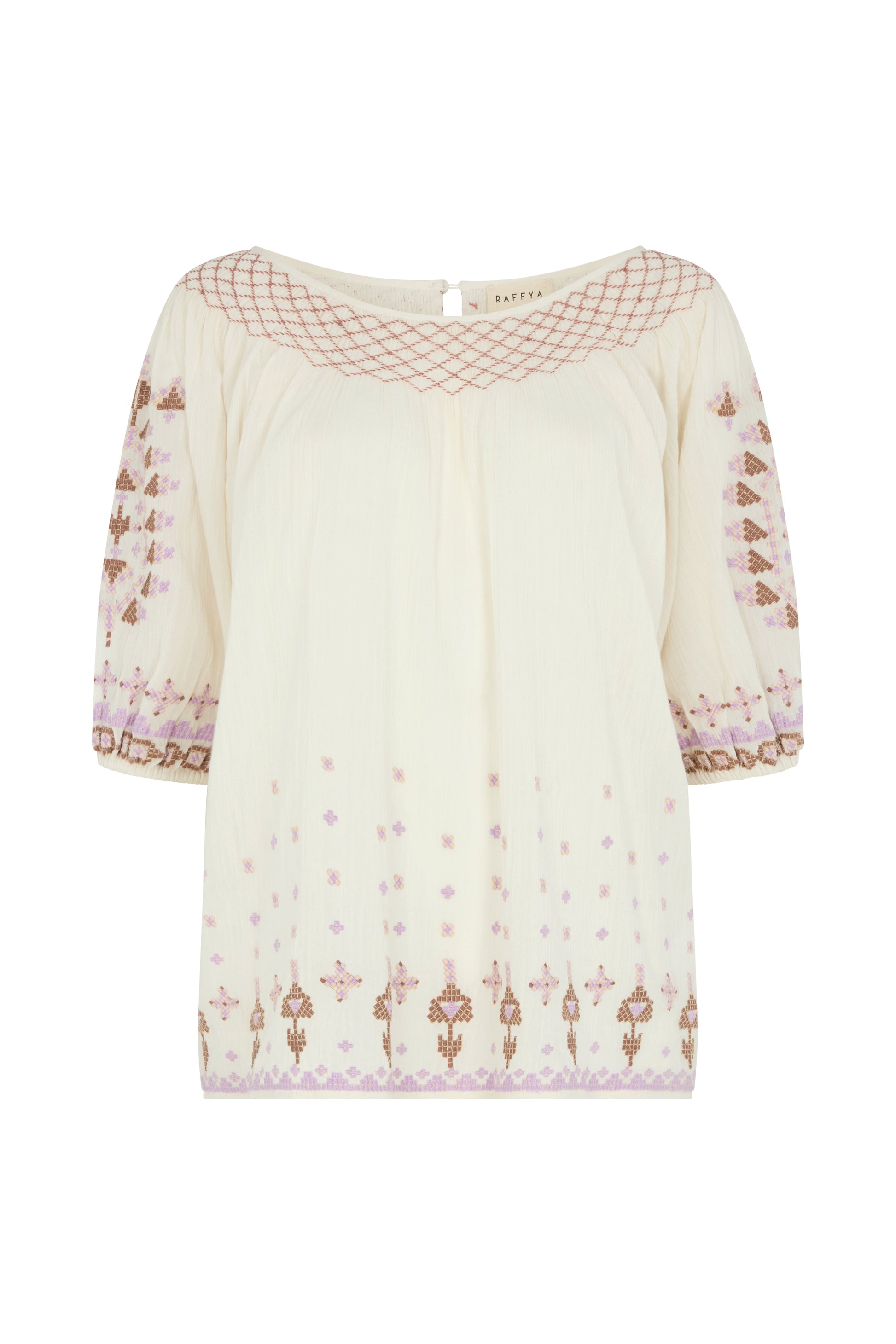 Alba Embroidered Blouse in Cream