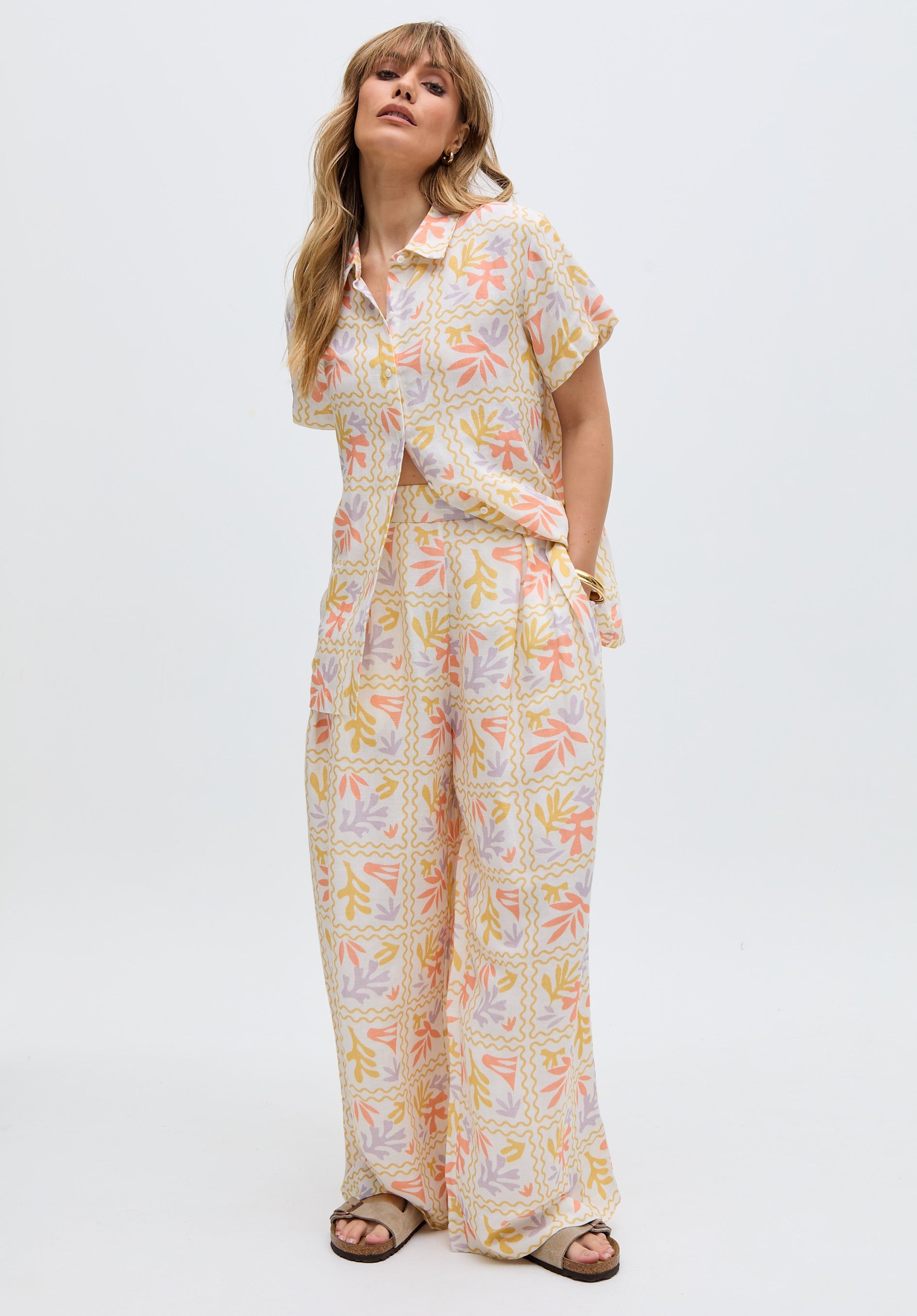 Matisse Wide Leg Patchwork Floral Print Trouser In Multi