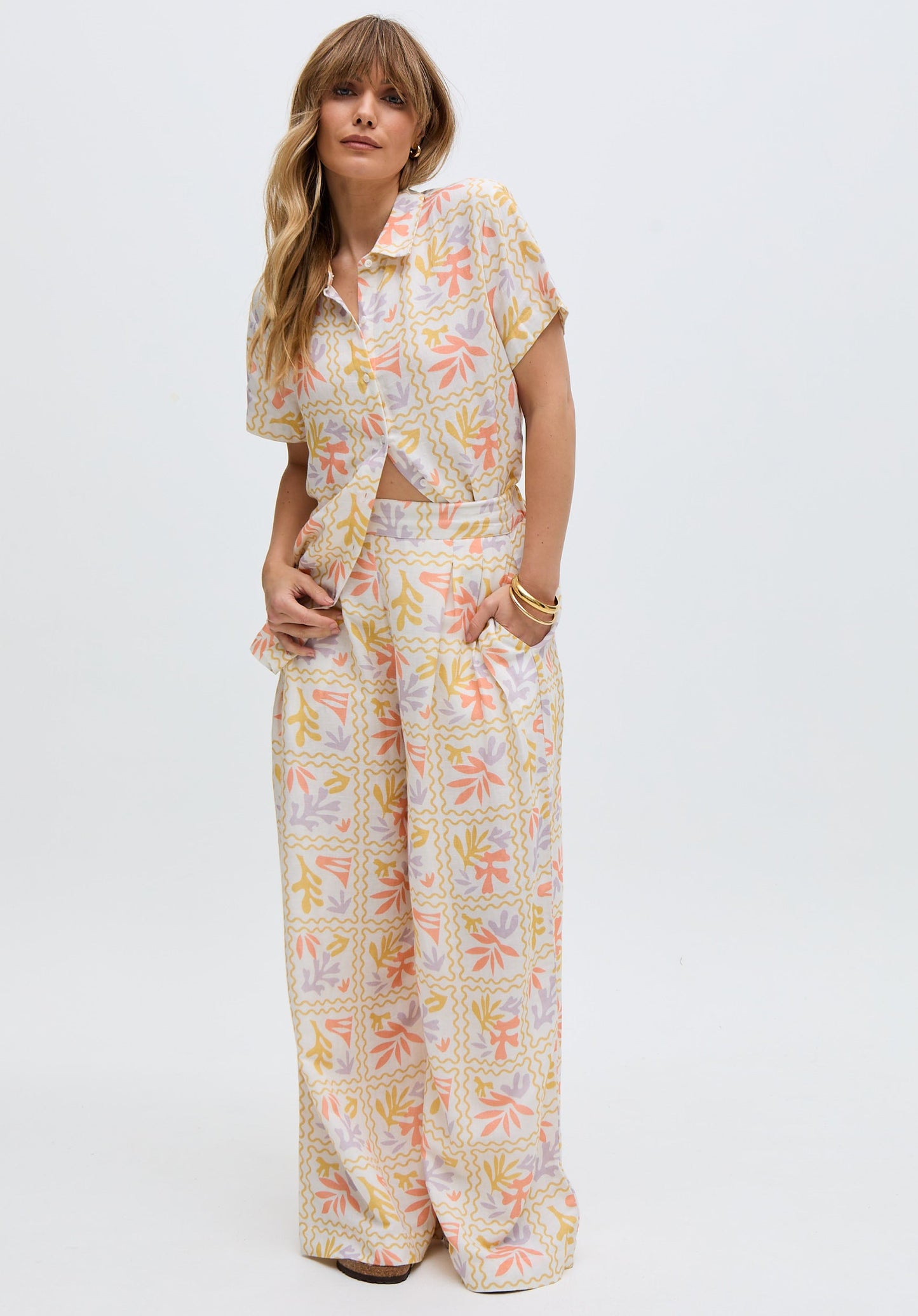 Matisse Wide Leg Patchwork Floral Print Trouser In Multi