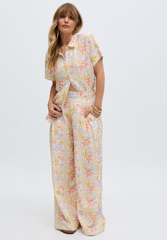 Matisse Wide Leg Patchwork Floral Print Trouser In Multi