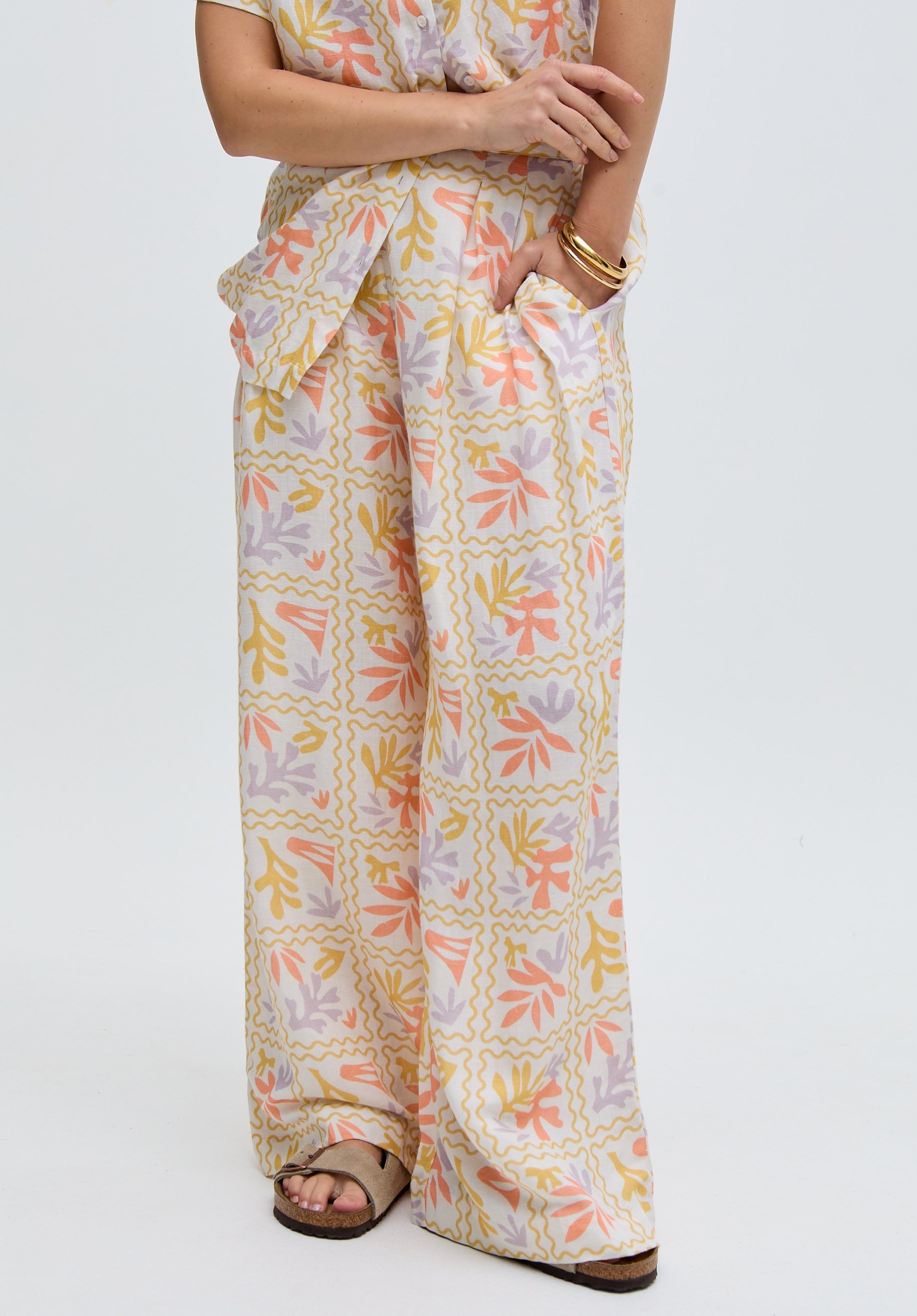 Matisse Wide Leg Patchwork Floral Print Trouser In Multi