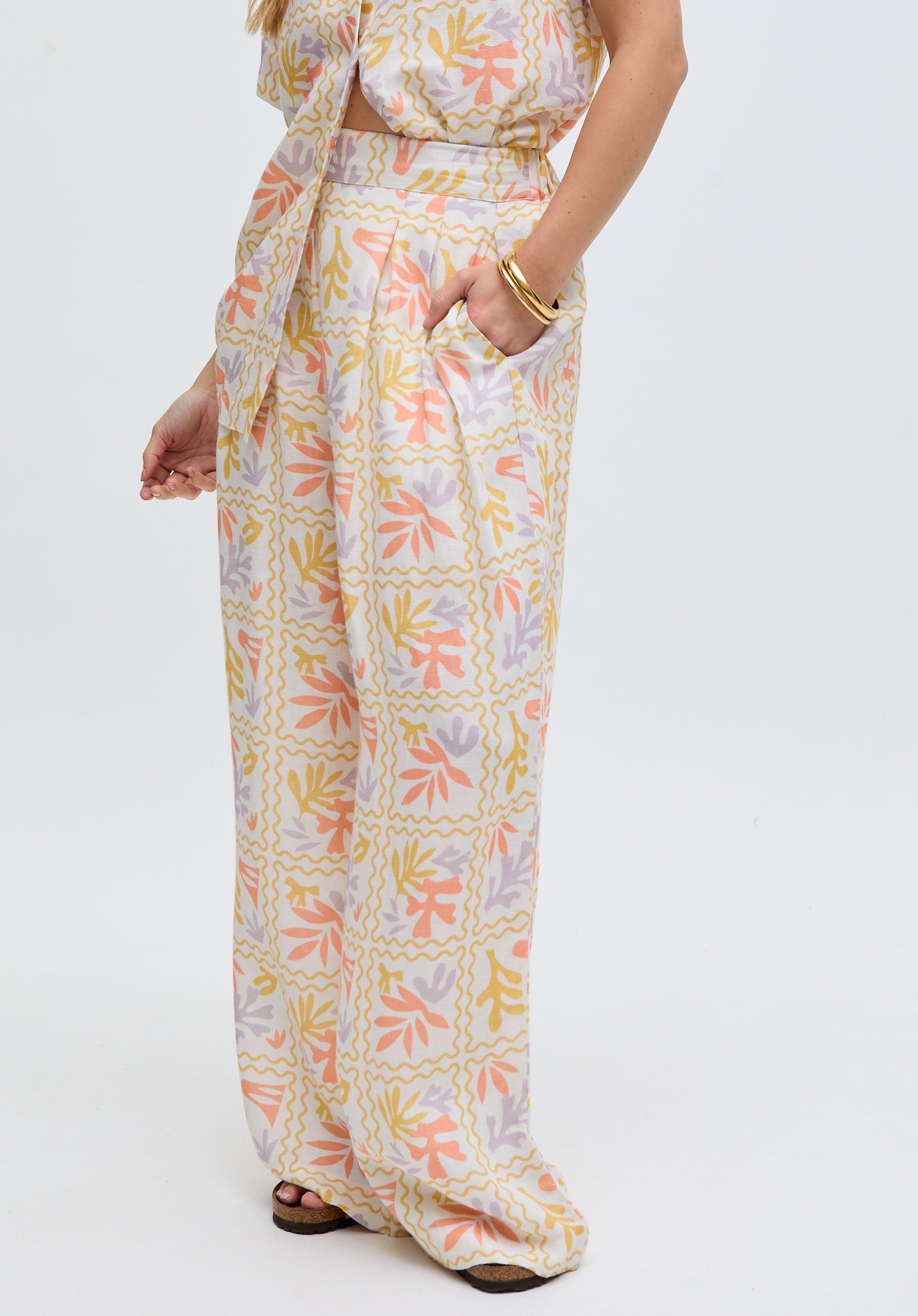 Matisse Wide Leg Patchwork Floral Print Trouser In Multi