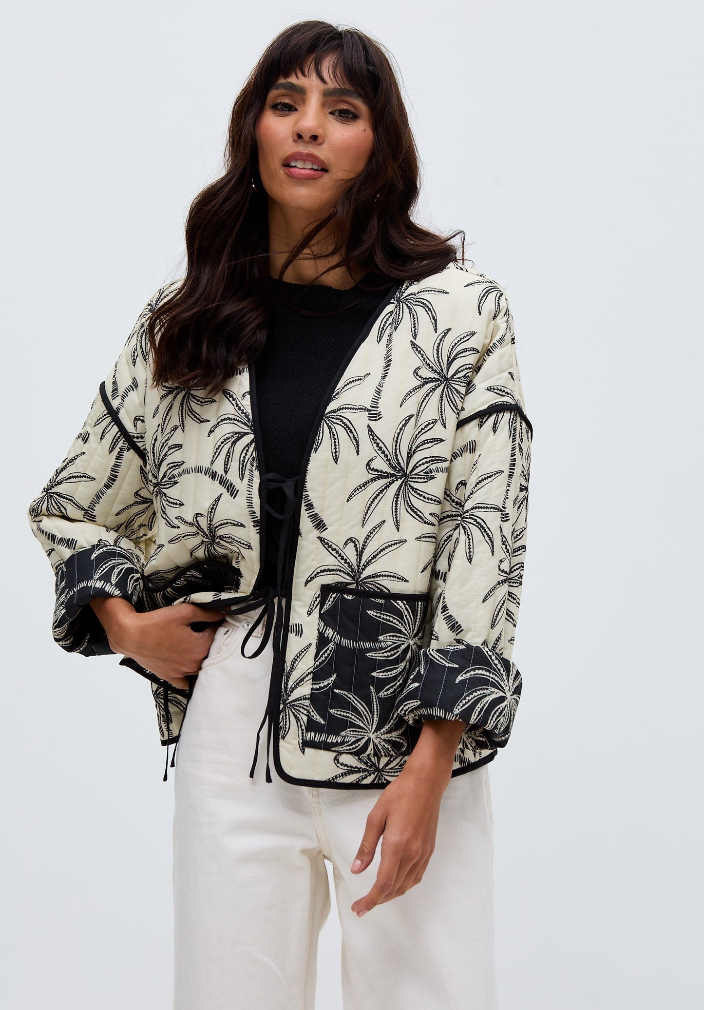 Felicity Palm Print Reversible Jacket In Multi