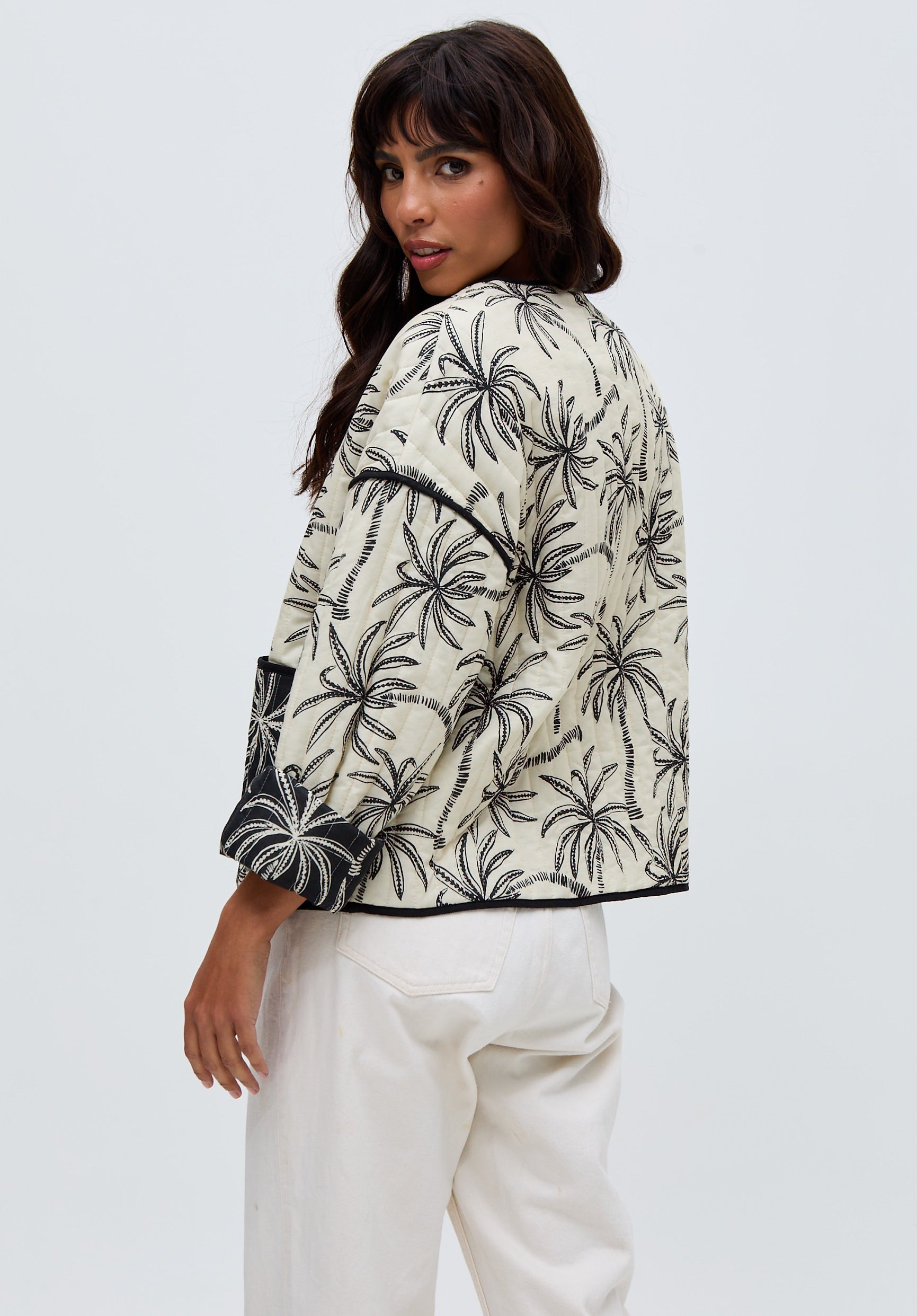 Felicity Palm Print Reversible Jacket In Multi