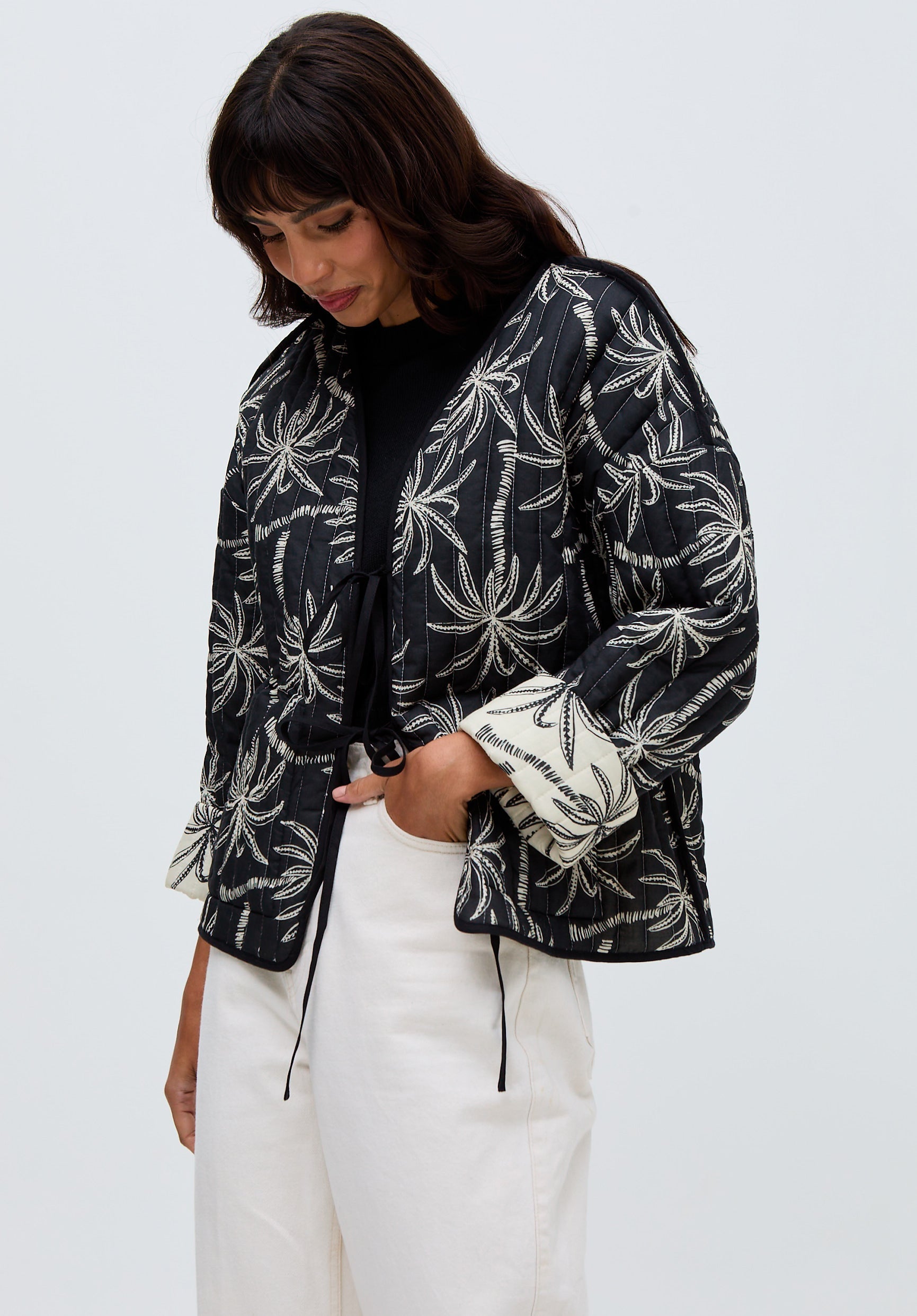 Felicity Palm Print Reversible Jacket In Multi