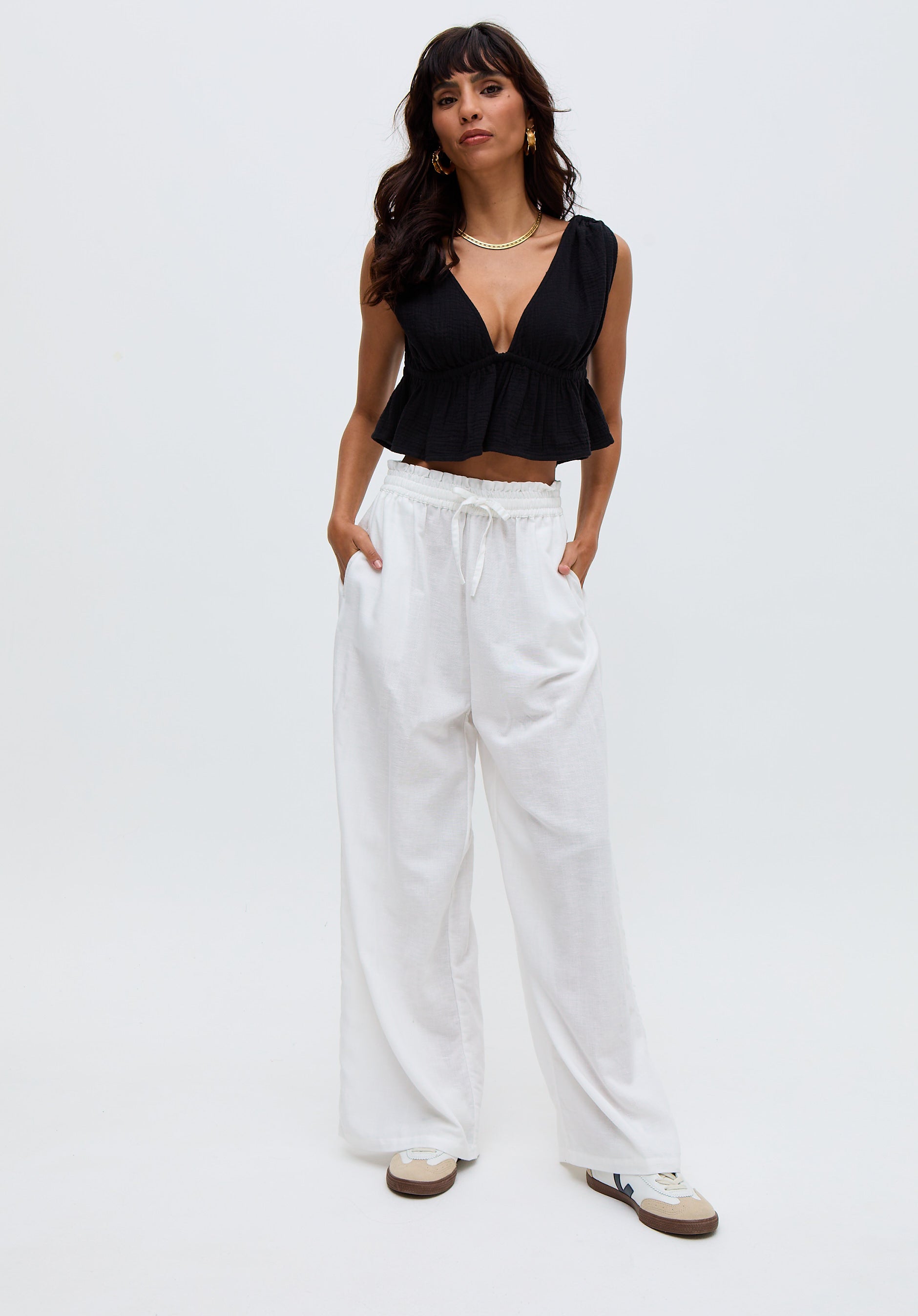 Paulina Wide Leg Trouser In cream