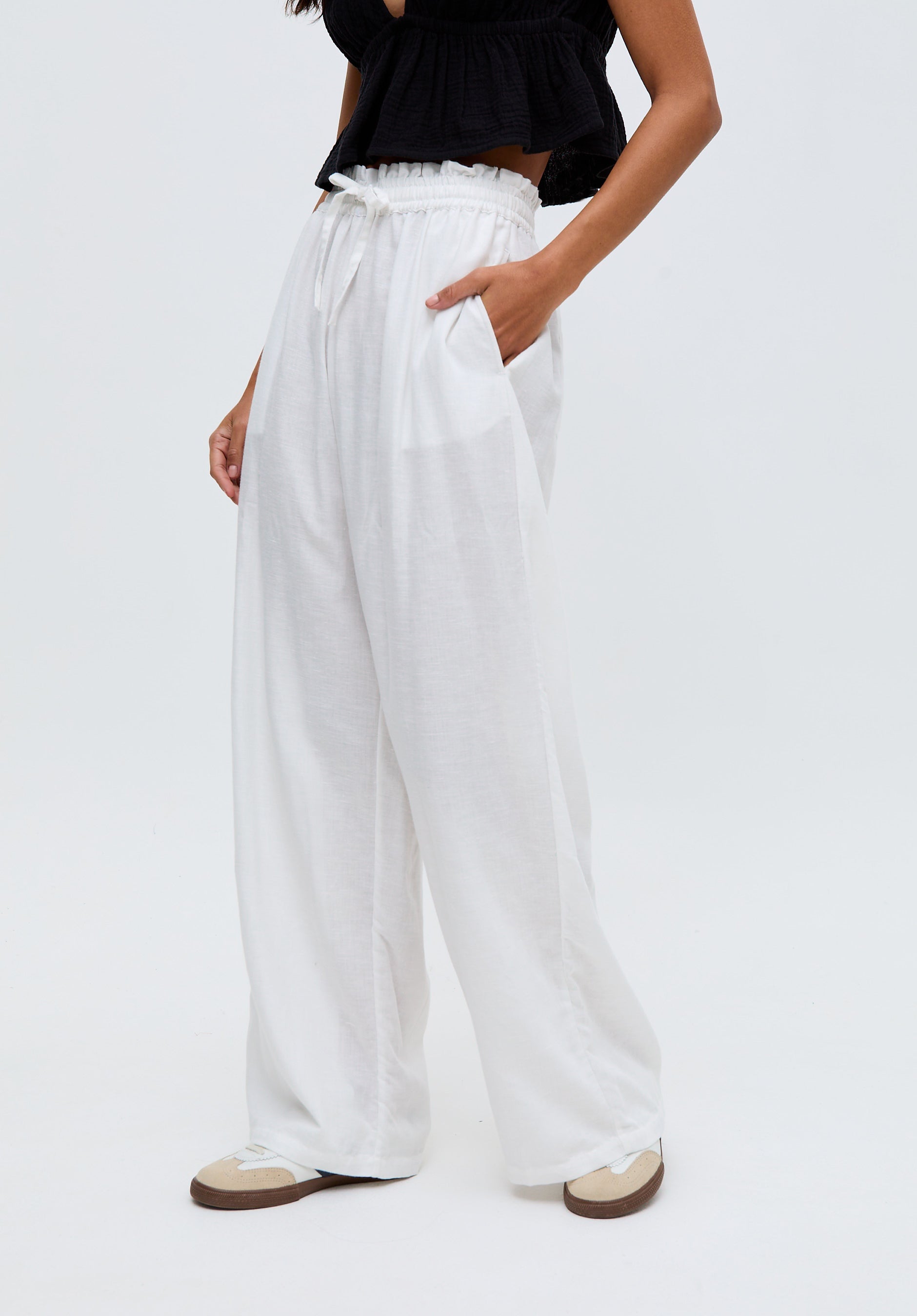 Paulina Wide Leg Trouser In cream