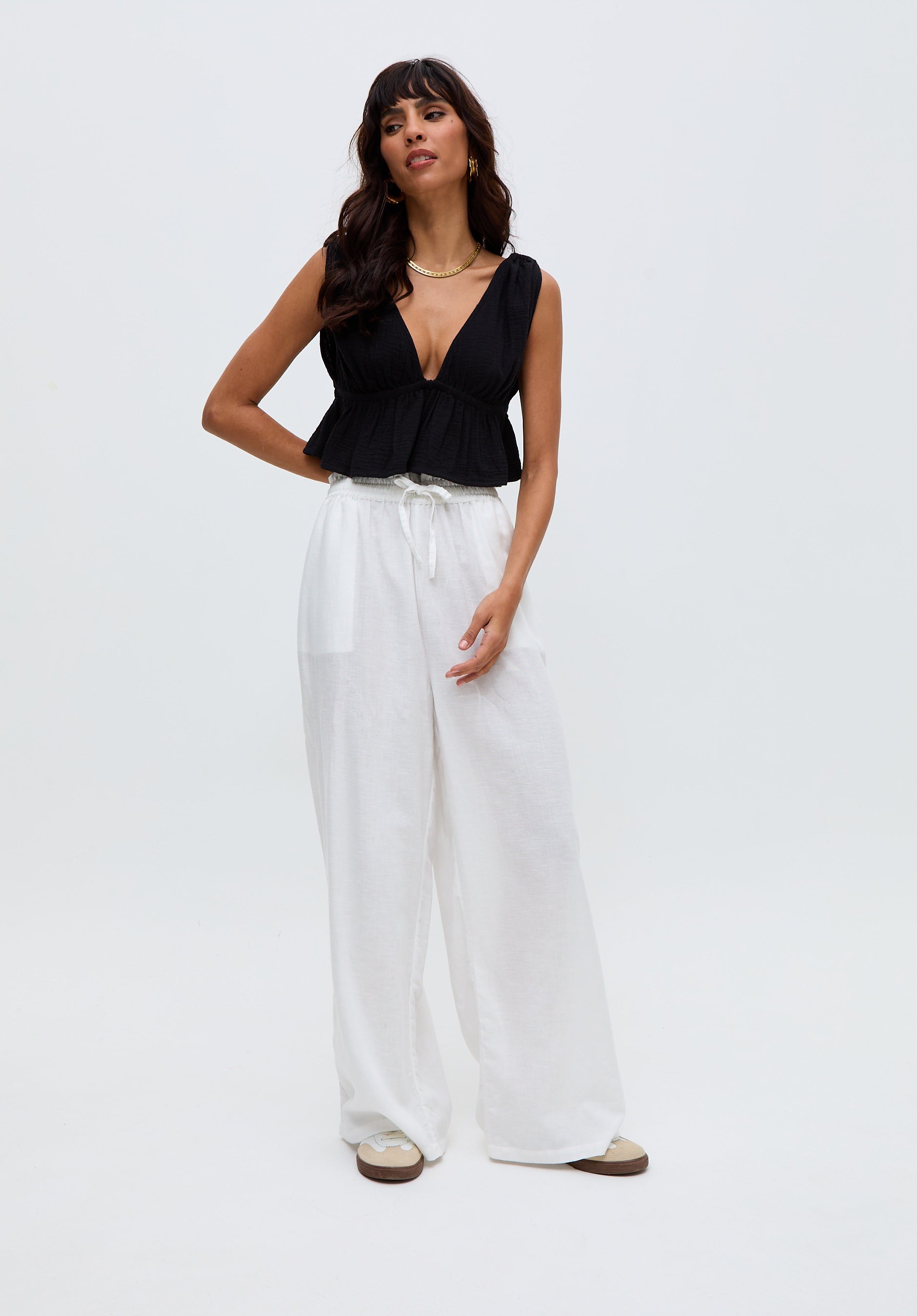 Paulina Wide Leg Trouser In cream