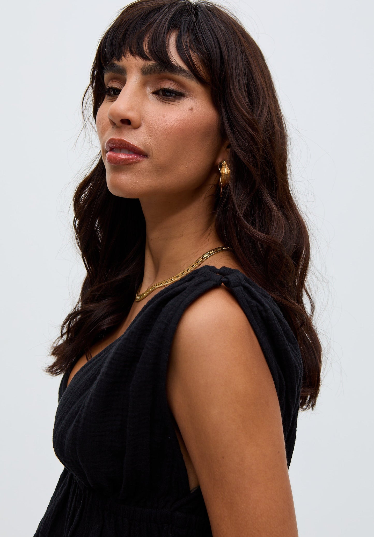 Katty Deep-V Neck Blouse In Black