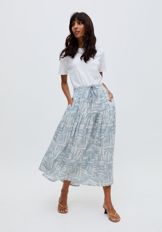 Bonnie Shirred Waist Warhol Print Maxi Skirt In Multi