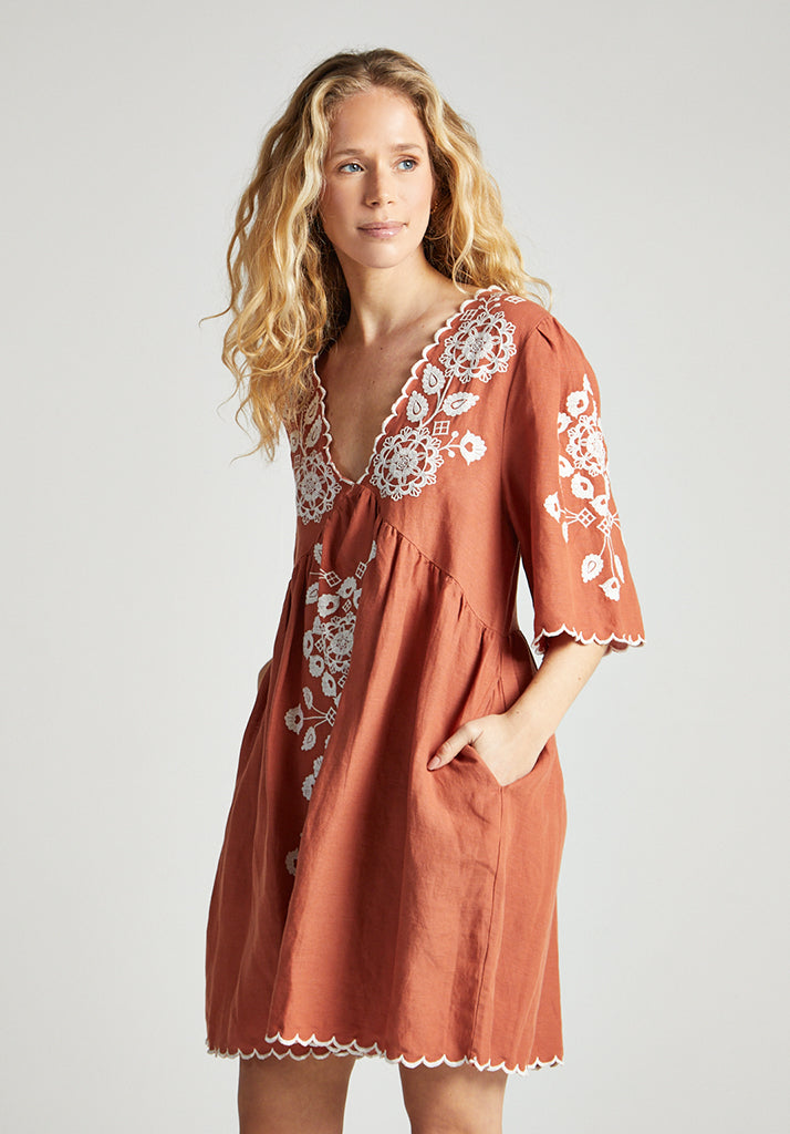 Arabella Mini Dress in Rust