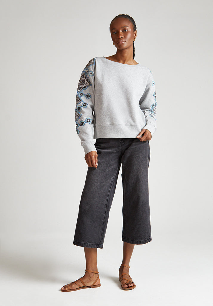 Jewel Sweatshirt in Light Grey