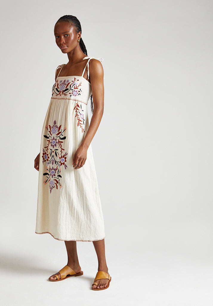 Furla midi dress with placement floral embroidery