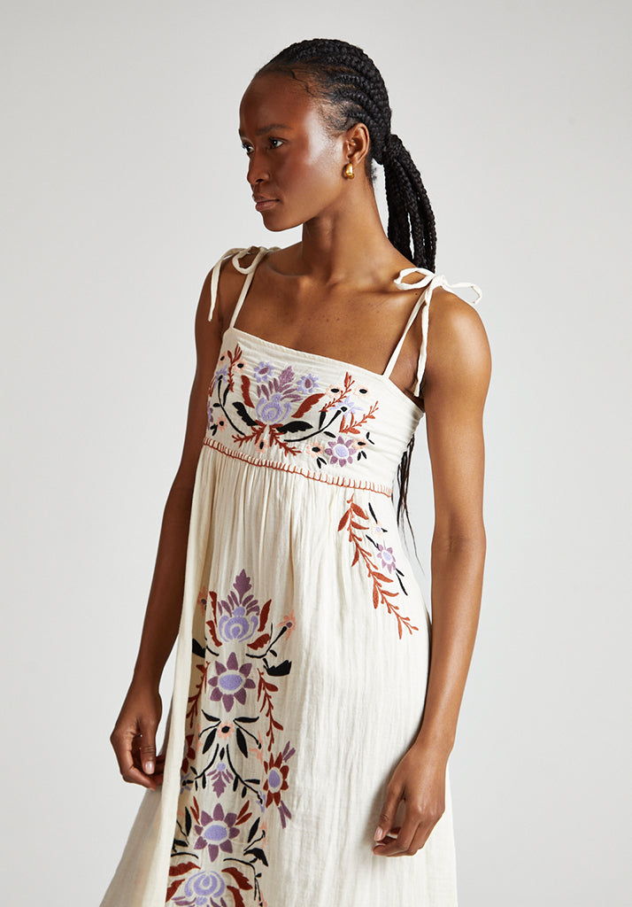 Furla midi dress with placement floral embroidery