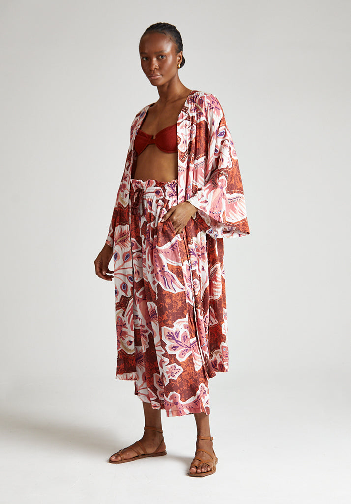 Amelia Kimono in Rust Multi