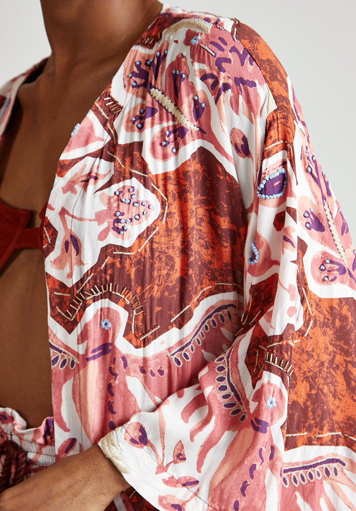 Amelia Kimono in Rust Multi