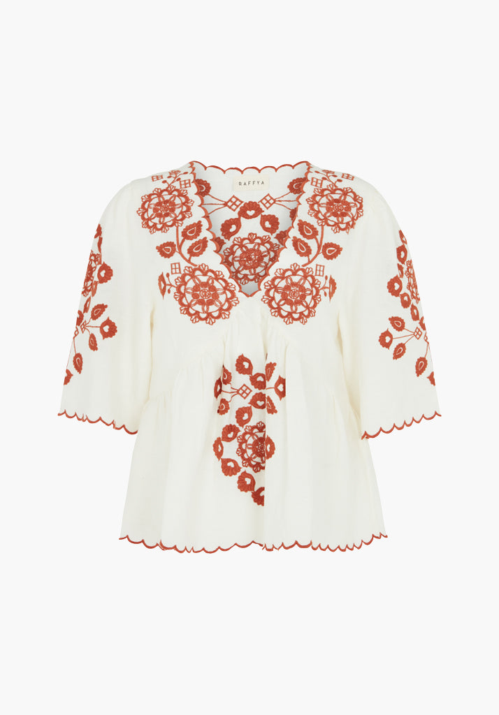 Aubrey blouse with rust embroidery