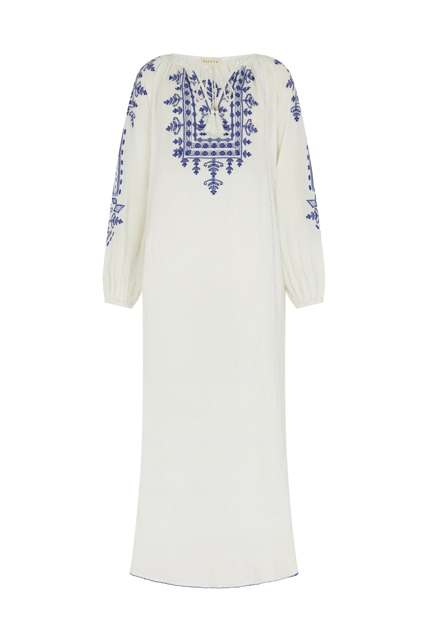 Aurelia Maxi Dress With Blue Embroidery