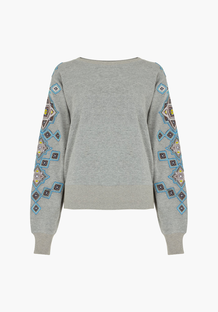 Jewel Sweatshirt in Light Grey