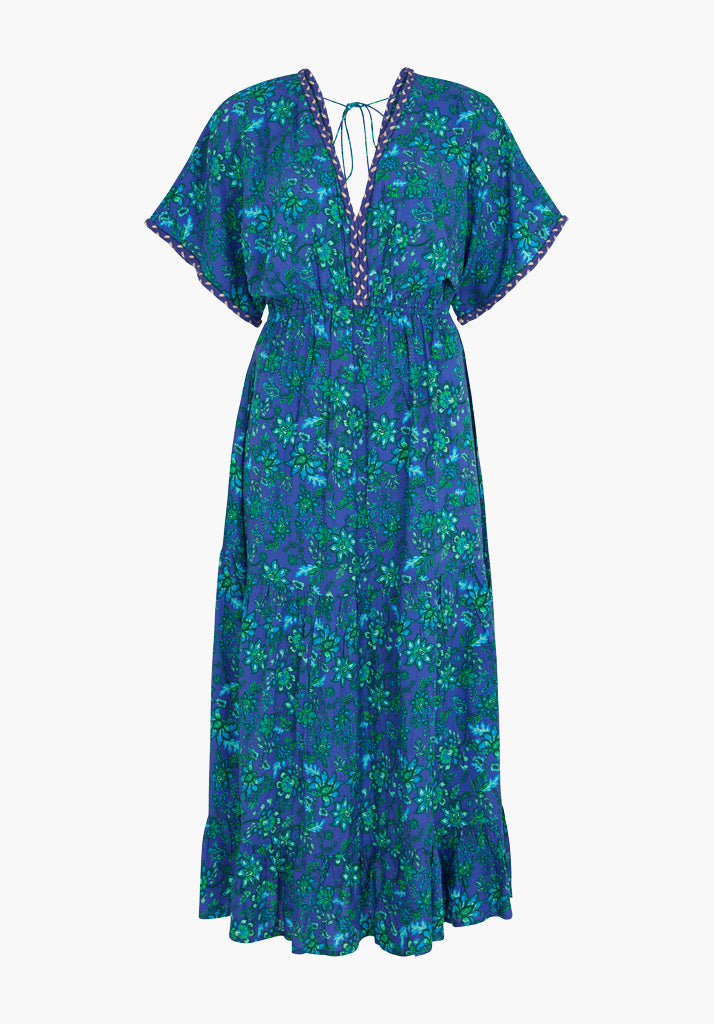 Iris Maxi Dress in Blue Green Multi