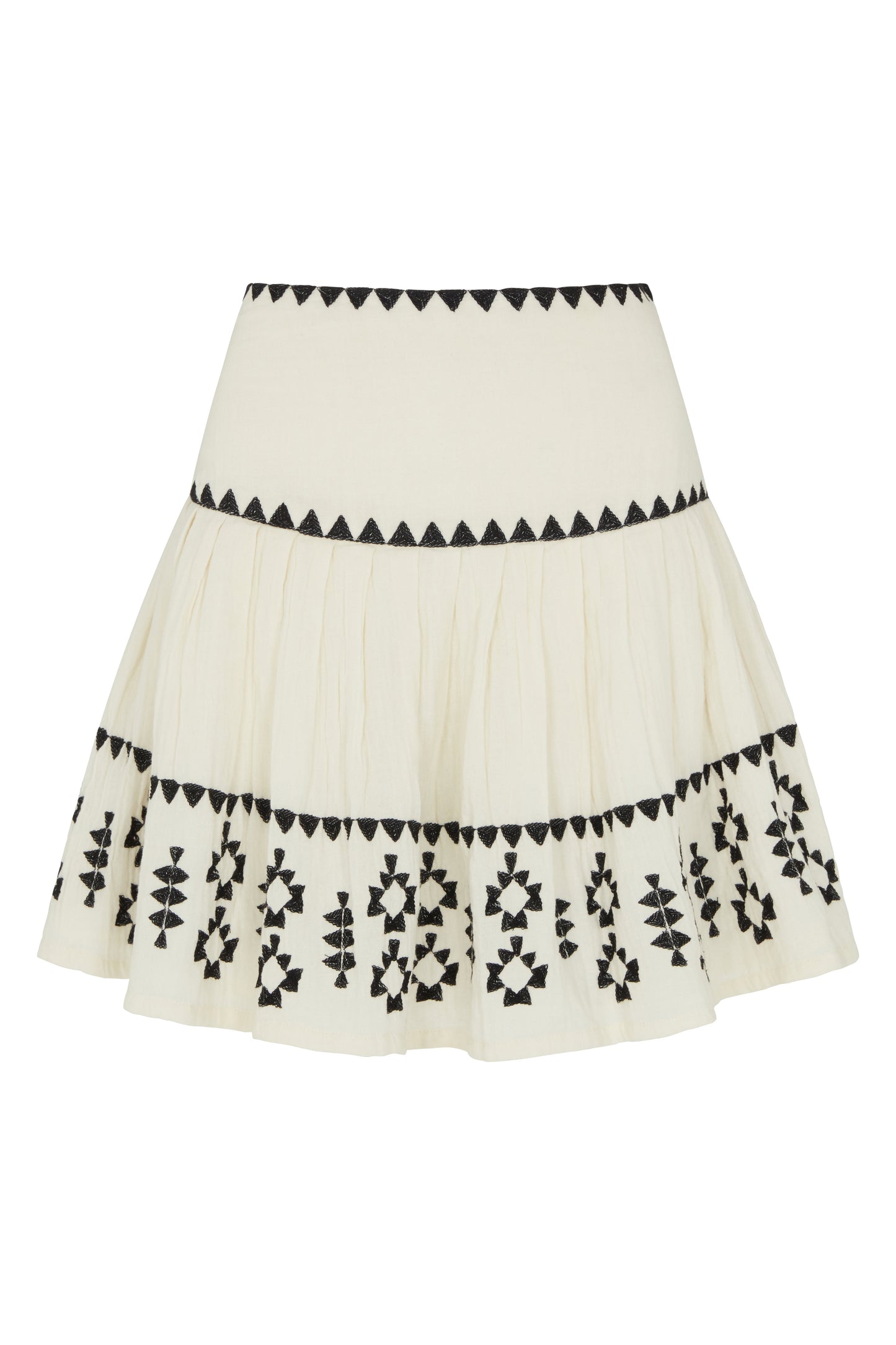 Estella skirt in white with black embroidery