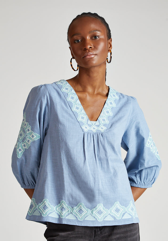 Eve Blouse in Light Blue