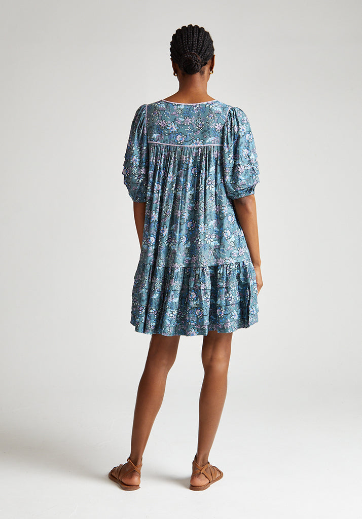 Grace Mini Dress in Teal Multi