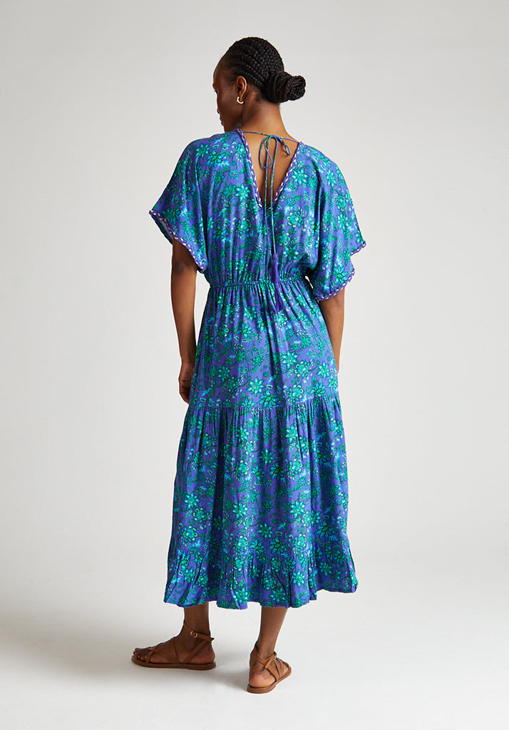 Iris Maxi Dress in Blue Green Multi